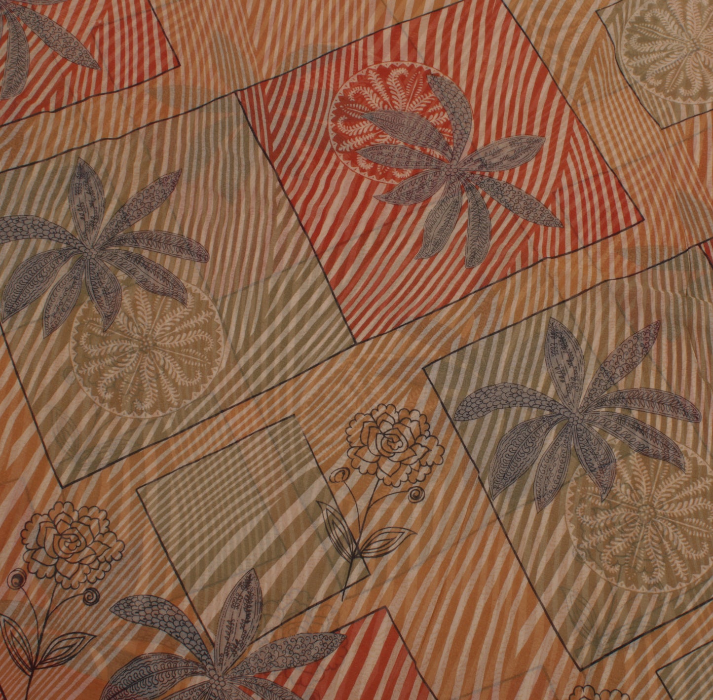 Sushila Vintage Indian Sari 100% Pure Chiffon Silk Printed Floral Craft Fabric