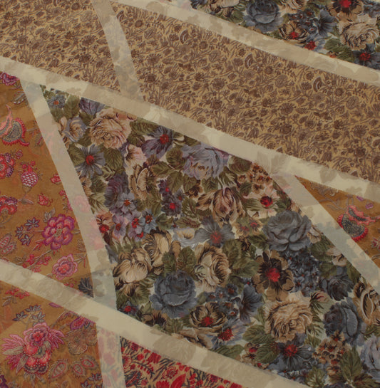 Sushila Vintage Indian Sari Blend Georgette Silk Printed Floral Craft Fabric