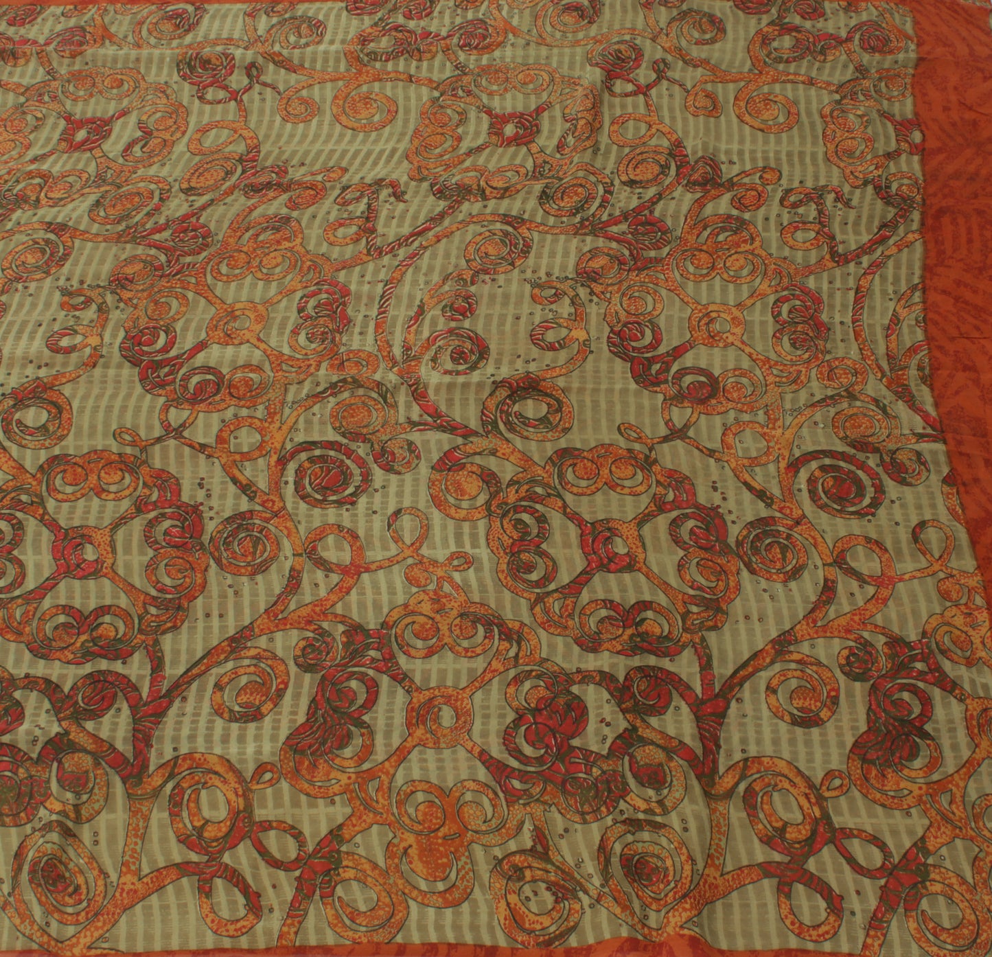 Sushila Vintage Brown Saree 100% Pure Georgette Silk Printed Floral Craft Fabric