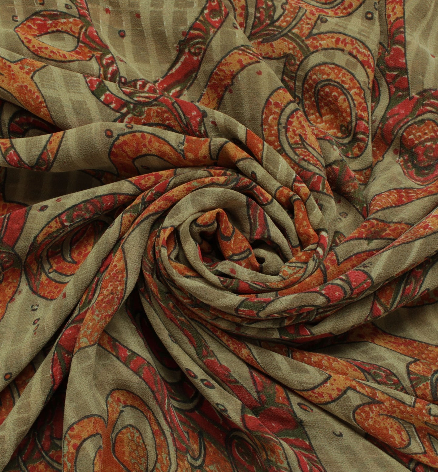 Sushila Vintage Brown Saree 100% Pure Georgette Silk Printed Floral Craft Fabric