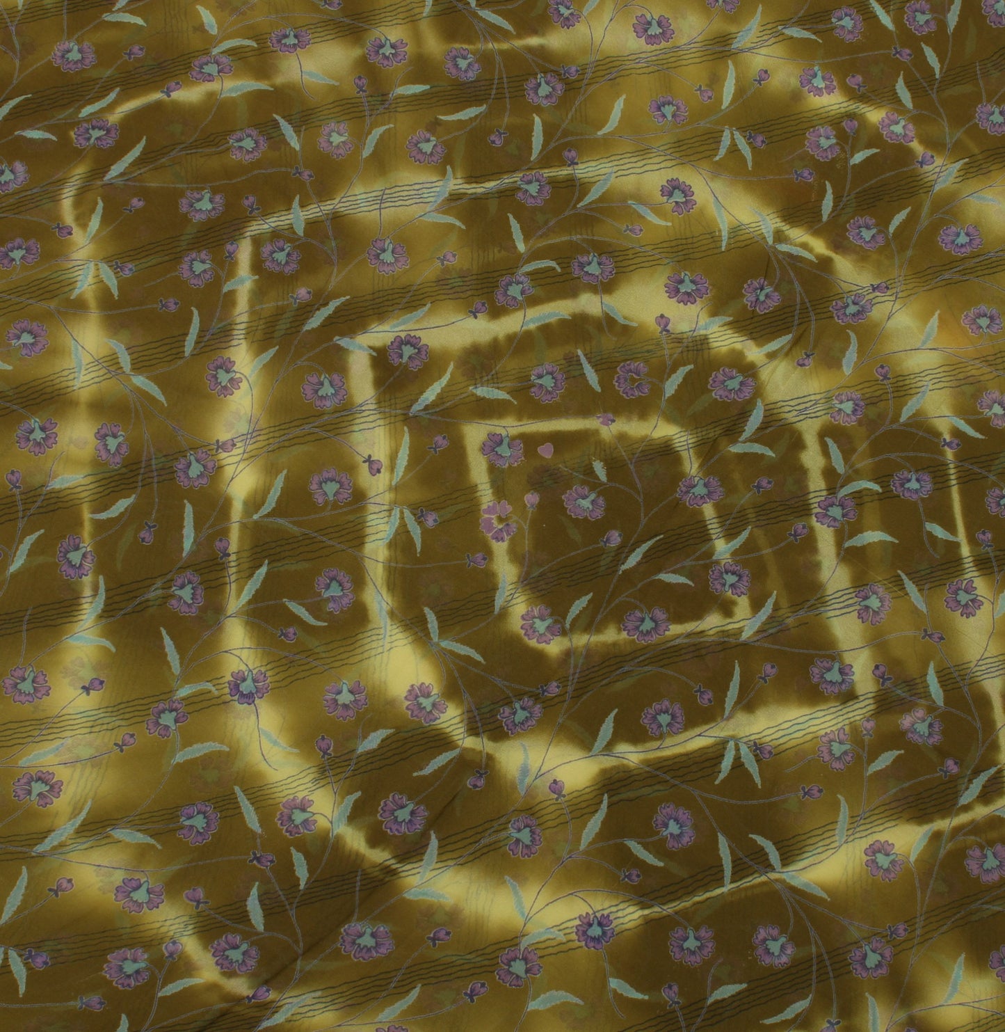 Sushila Vintage Green Saree 100% Pure Georgette Silk Printed Floral Craft Fabric