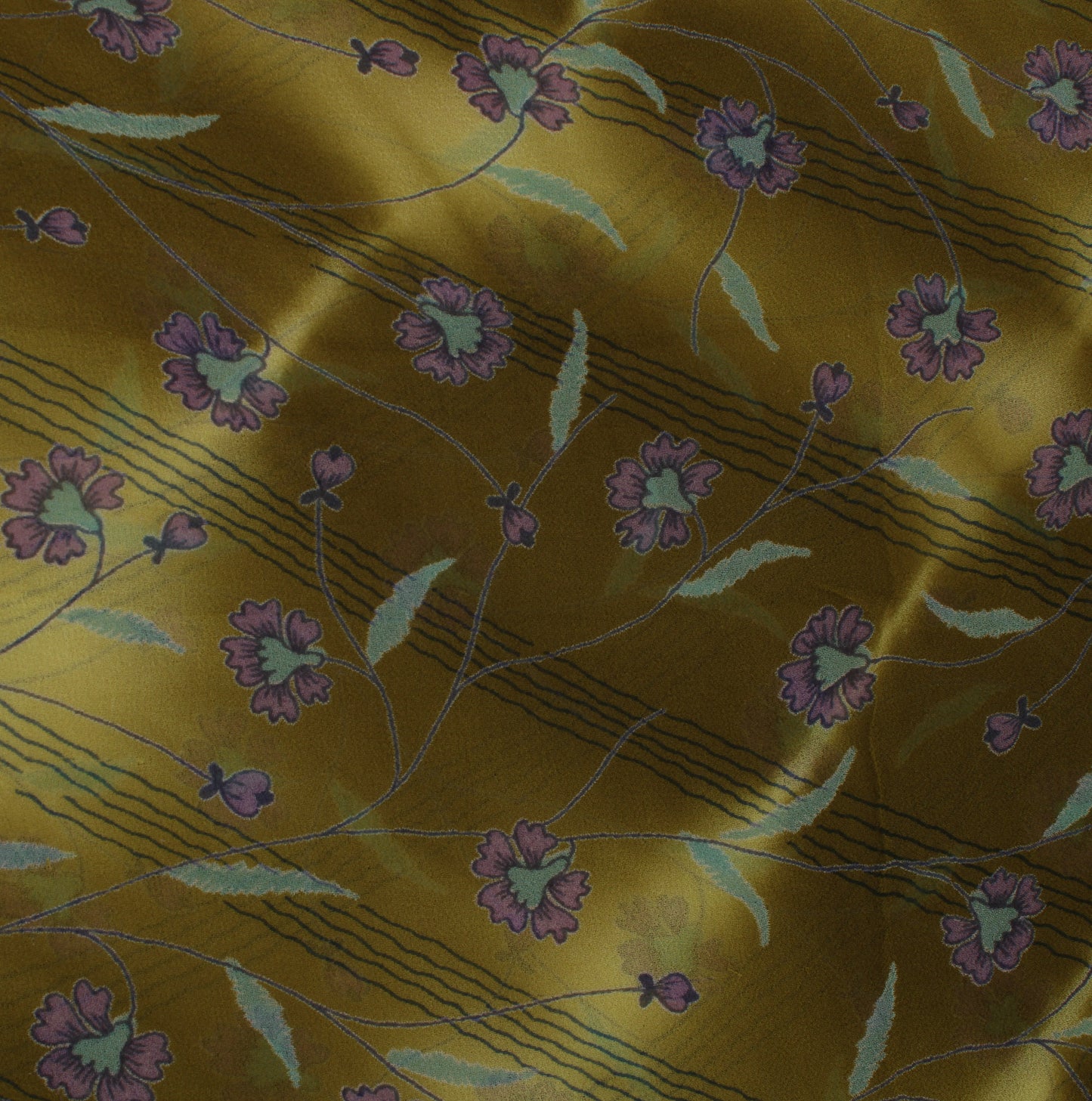 Sushila Vintage Green Saree 100% Pure Georgette Silk Printed Floral Craft Fabric