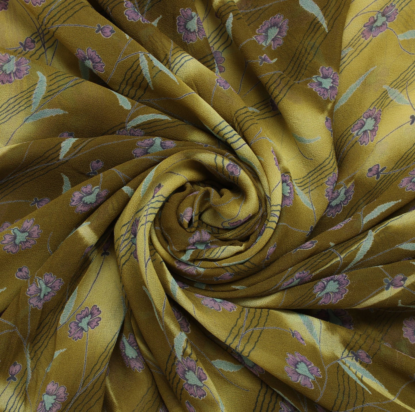 Sushila Vintage Green Saree 100% Pure Georgette Silk Printed Floral Craft Fabric