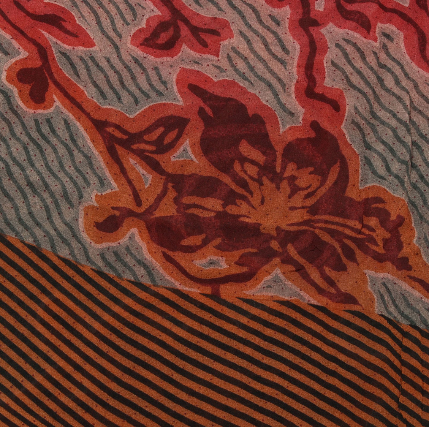 Sushila Vintage Gray Saree 100% Pure Georgette Silk Printed Floral Craft Fabric