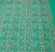 Sushila Vintage Green Saree 100% Pure Georgette Silk Printed Floral Craft Fabric
