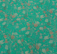 Sushila Vintage Green Saree 100% Pure Georgette Silk Printed Floral Craft Fabric