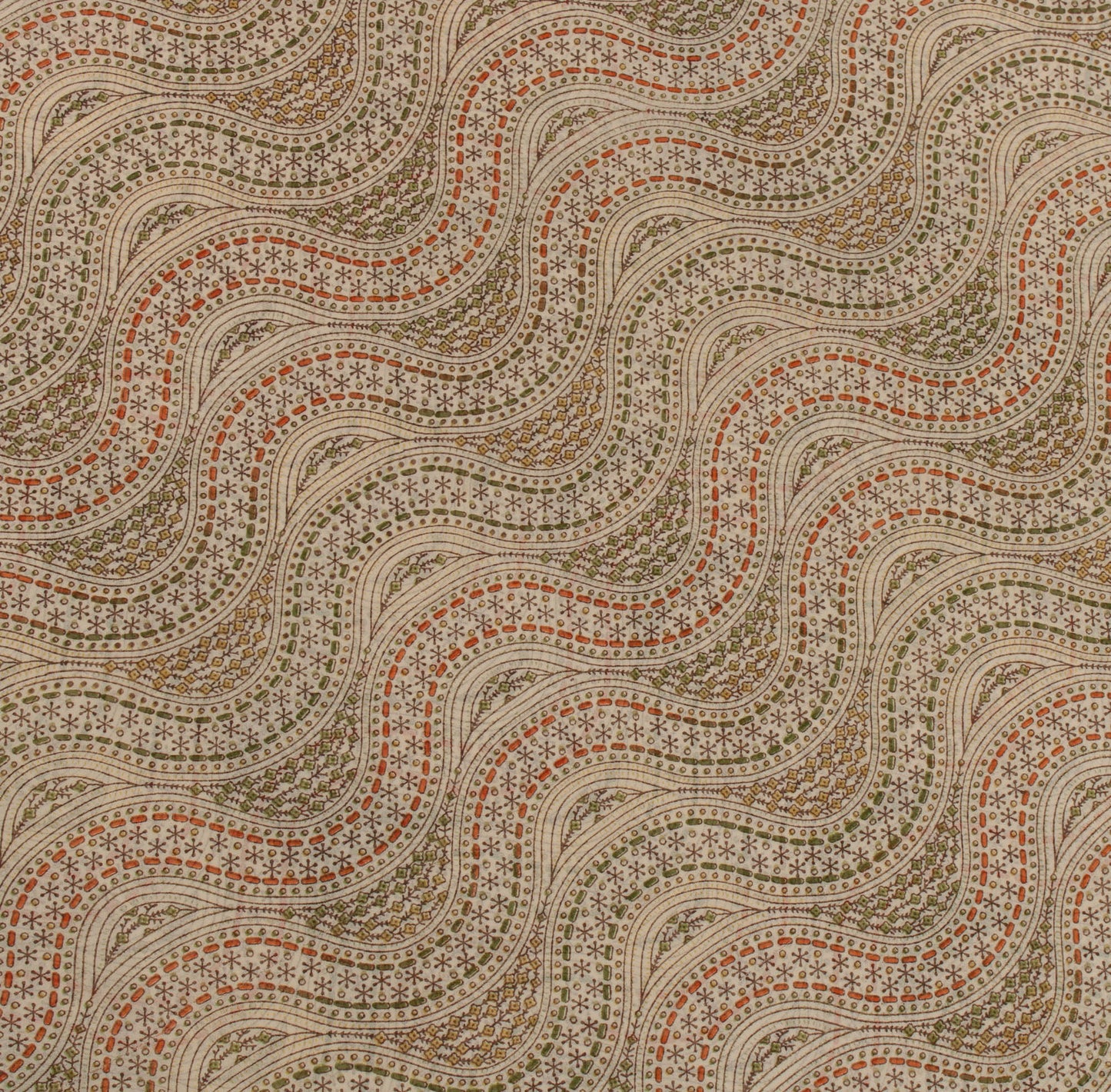 Sushila Vintage Cream Saree Blend Georgette Silk Printed Floral Craft Fabric