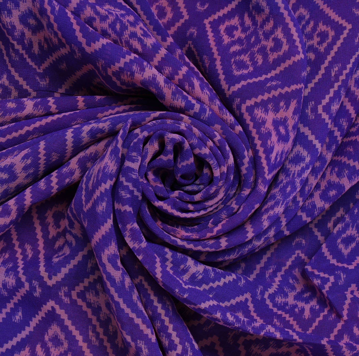 Sushila Vintage Blue  Saree 100% Pure Georgette Silk Printed Indian Craft Fabric