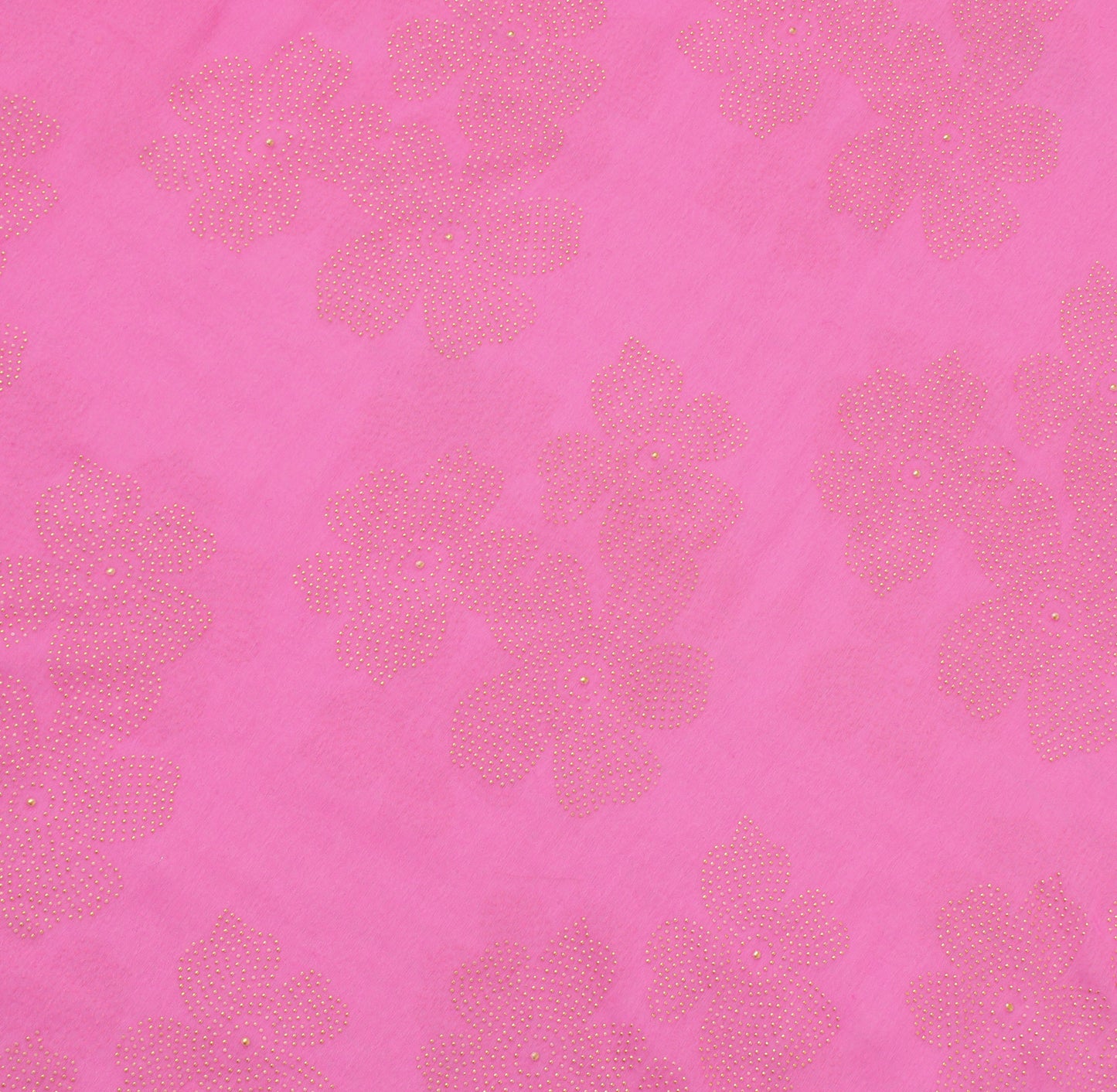 Sushila Vintage Pink Saree Blend Chiffon Silk Rubber Print Floral Craft Fabric