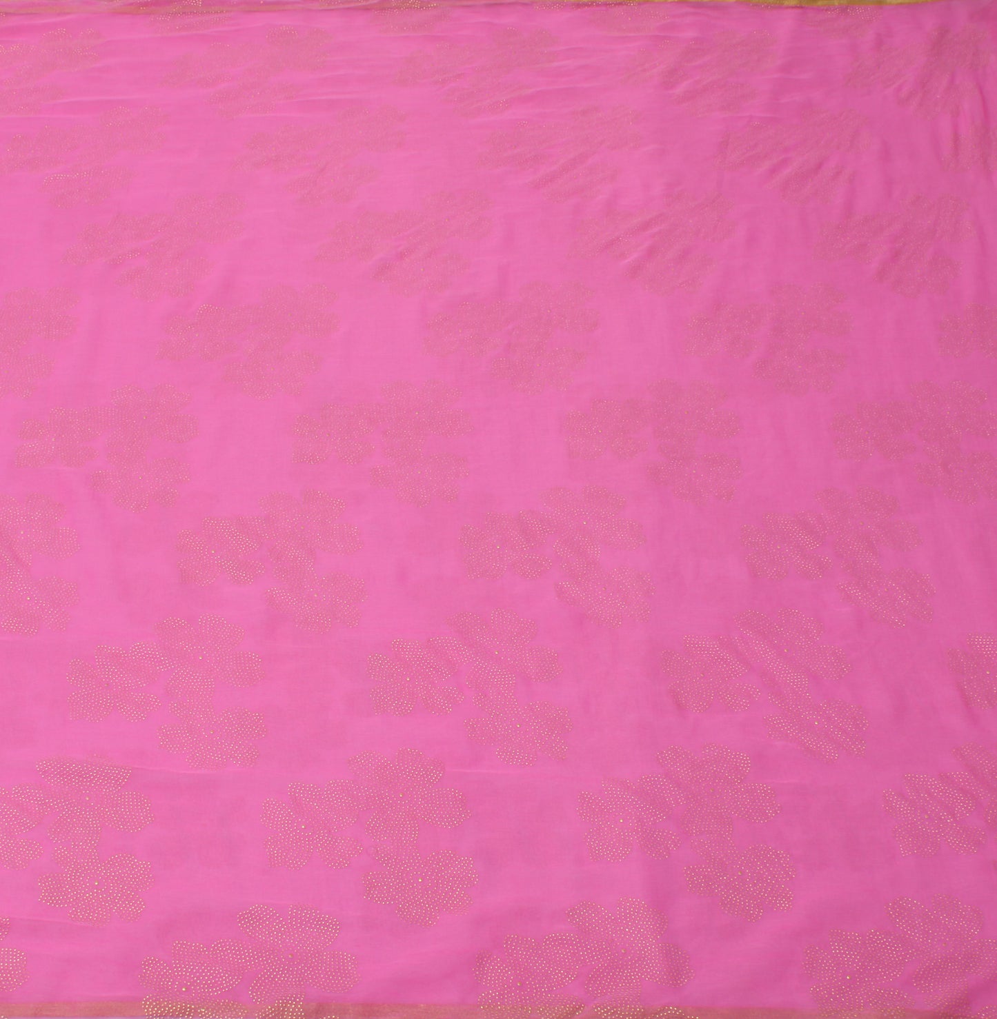 Sushila Vintage Pink Saree Blend Chiffon Silk Rubber Print Floral Craft Fabric