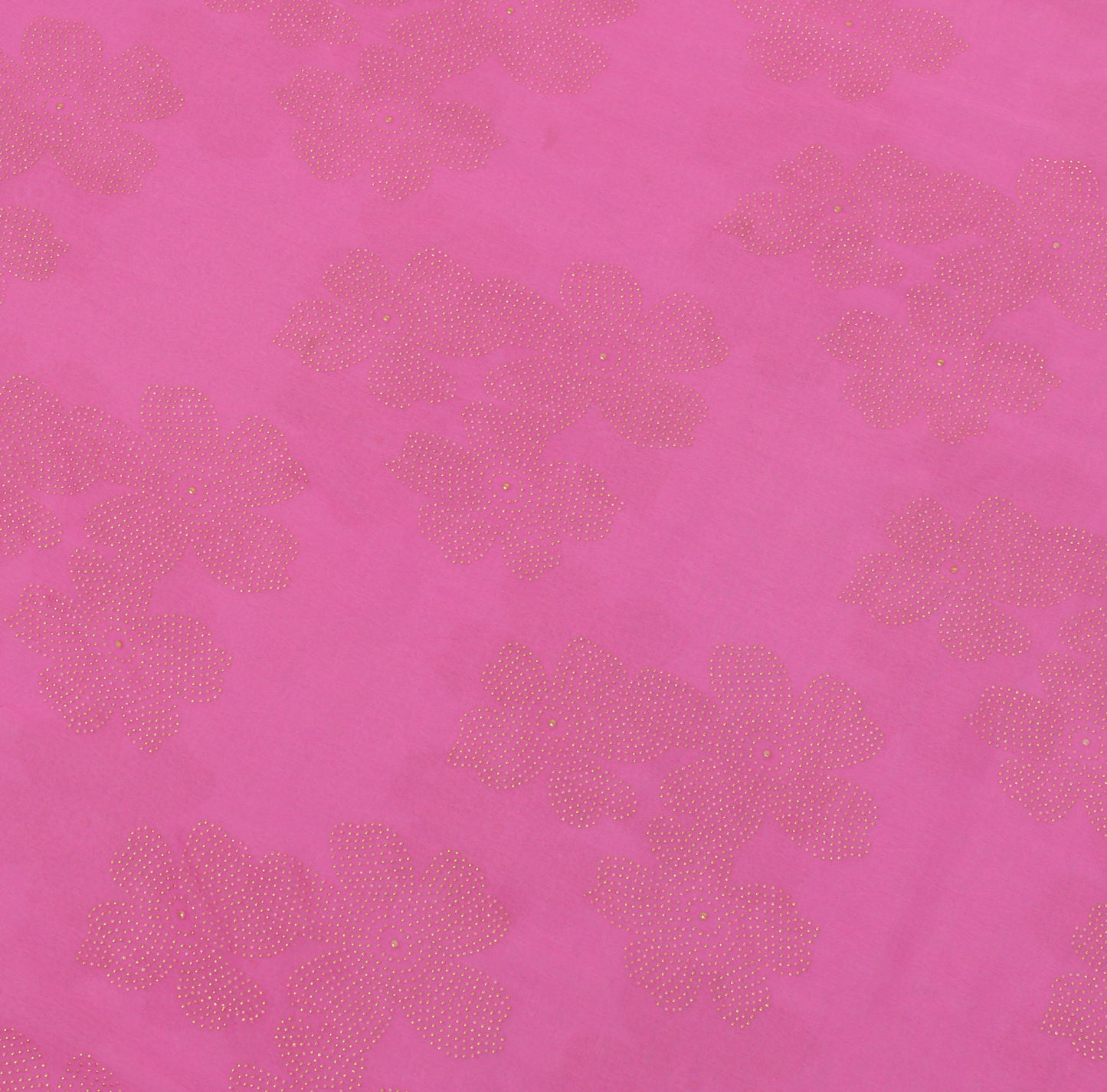 Sushila Vintage Pink Saree Blend Chiffon Silk Rubber Print Floral Craft Fabric