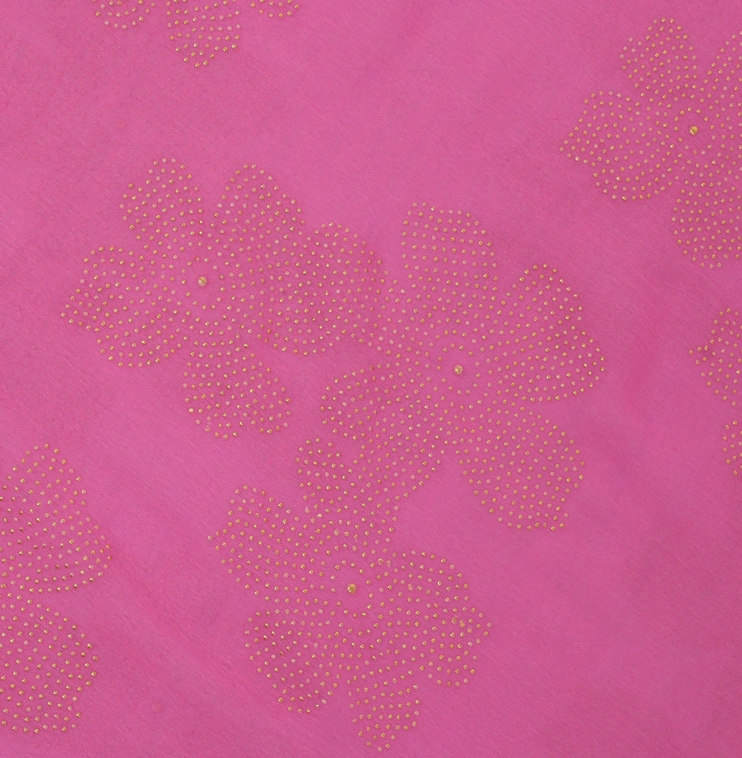 Sushila Vintage Pink Saree Blend Chiffon Silk Rubber Print Floral Craft Fabric