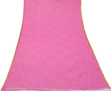 Sushila Vintage Pink Saree Blend Chiffon Silk Rubber Print Floral Craft Fabric