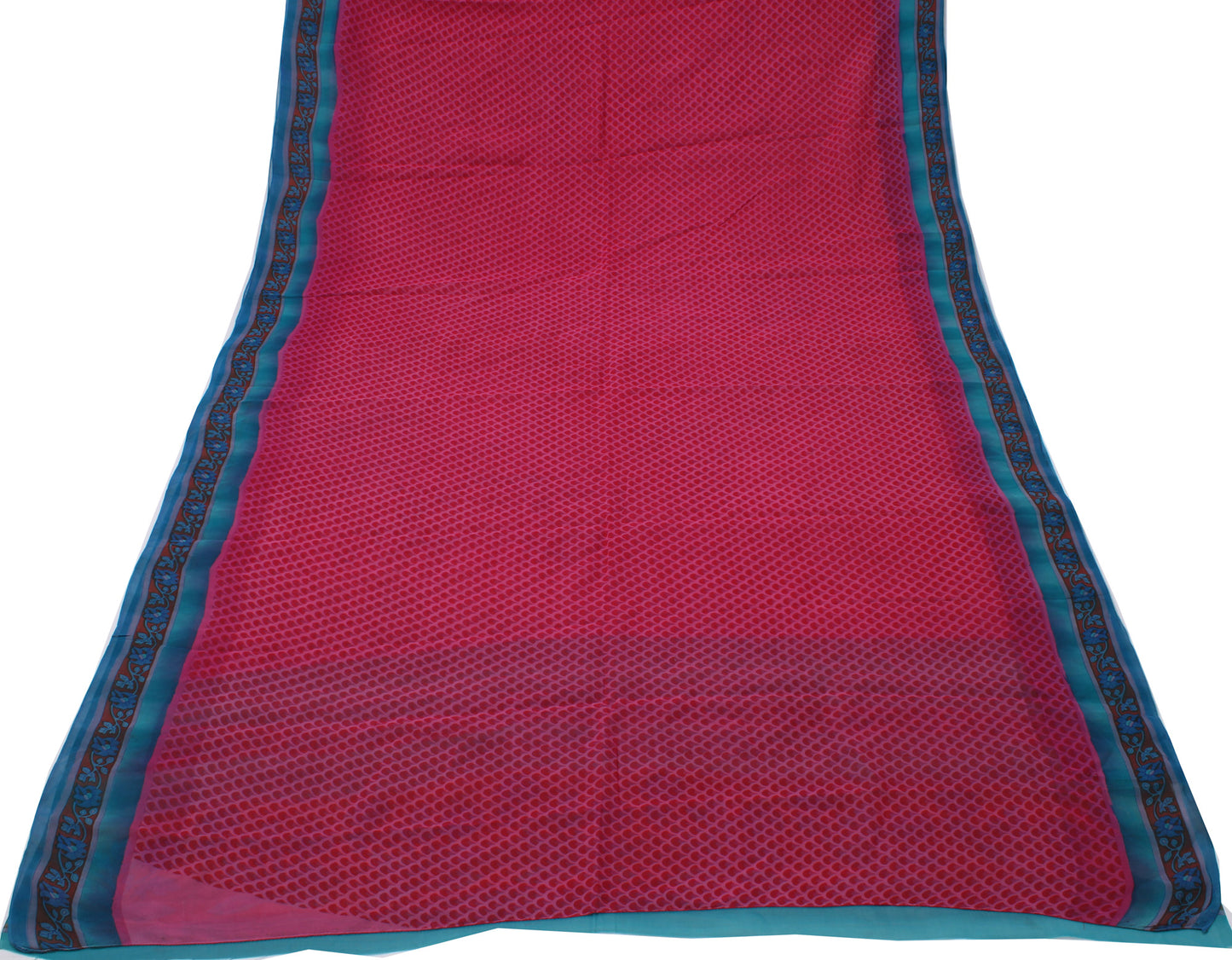 Sushila Vintage Magenta Sari 100% Pure Georgette Silk Printed Saree Craft Fabric