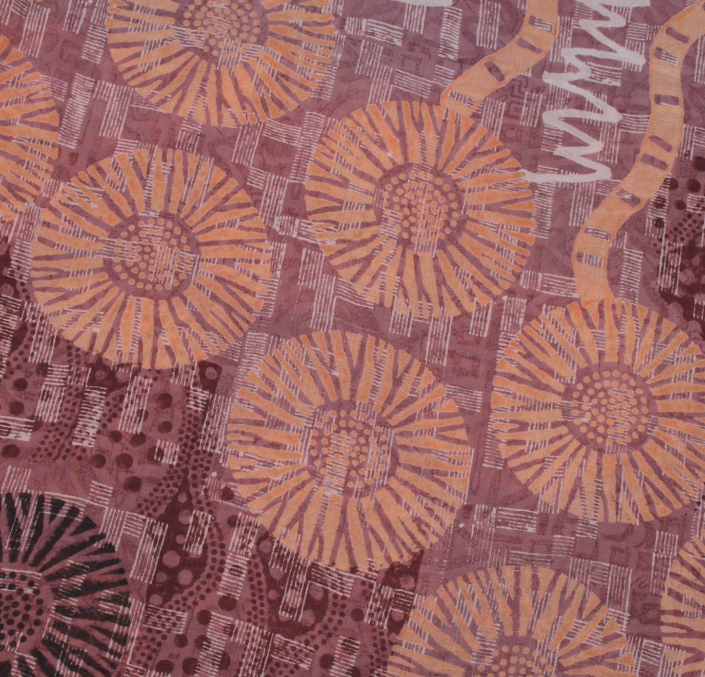 Sushila Vintage Indian Sari Pure Georgette Silk Printed Abstract Craft Fabric