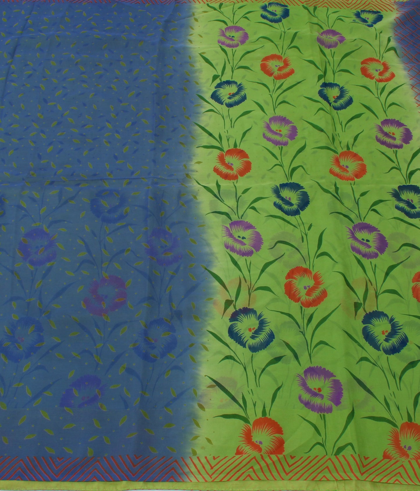 Sushila Vintage Green Saree 100% Pure Georgette Silk Printed Floral Craft Fabric