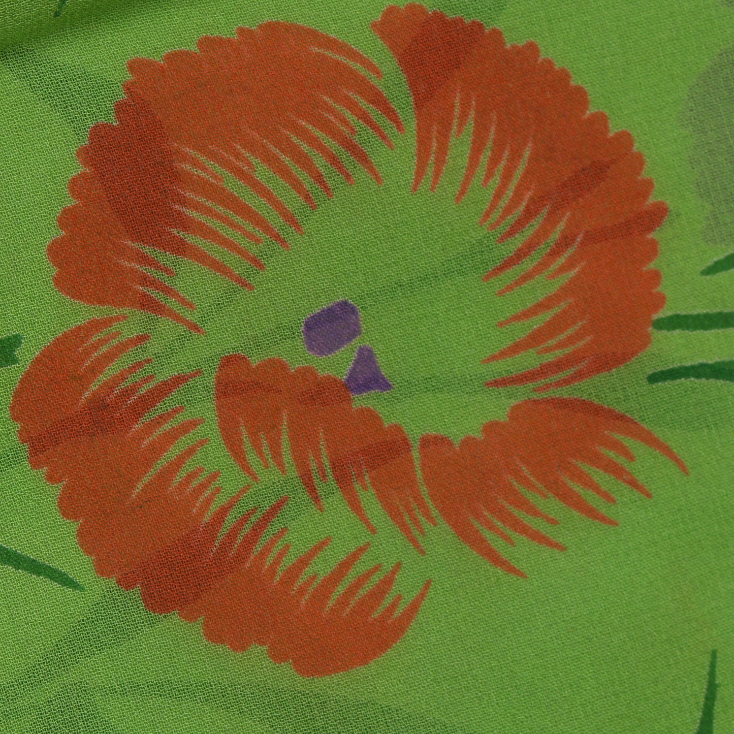Sushila Vintage Green Saree 100% Pure Georgette Silk Printed Floral Craft Fabric
