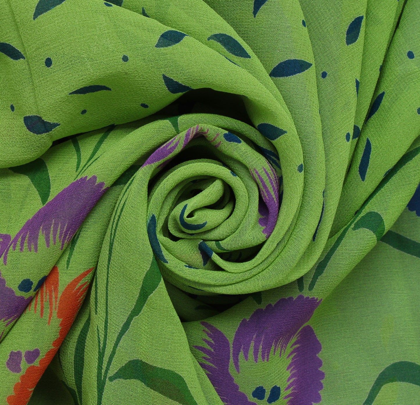 Sushila Vintage Green Saree 100% Pure Georgette Silk Printed Floral Craft Fabric