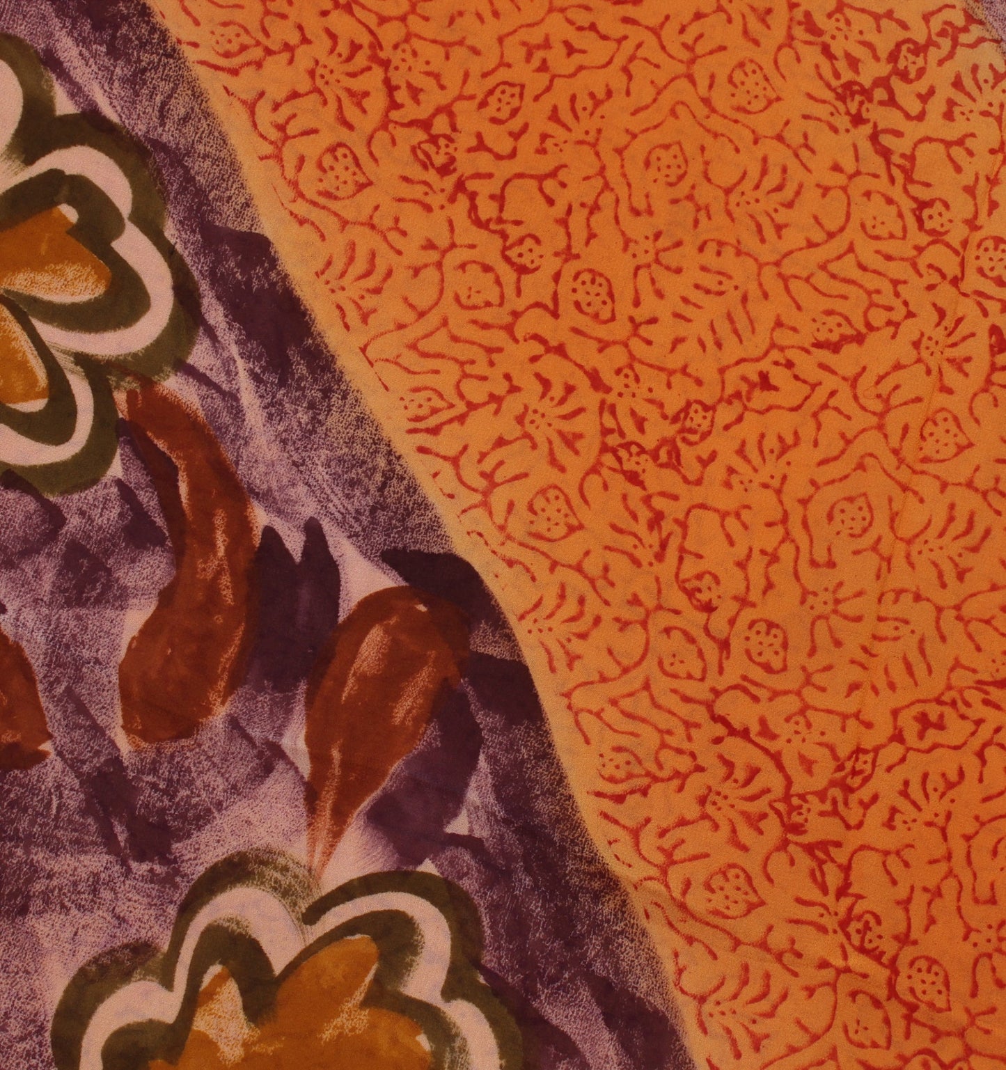 Sushila Vintage Indian Sari 100% Pure Georgette Silk Printed Floral Craft Fabric