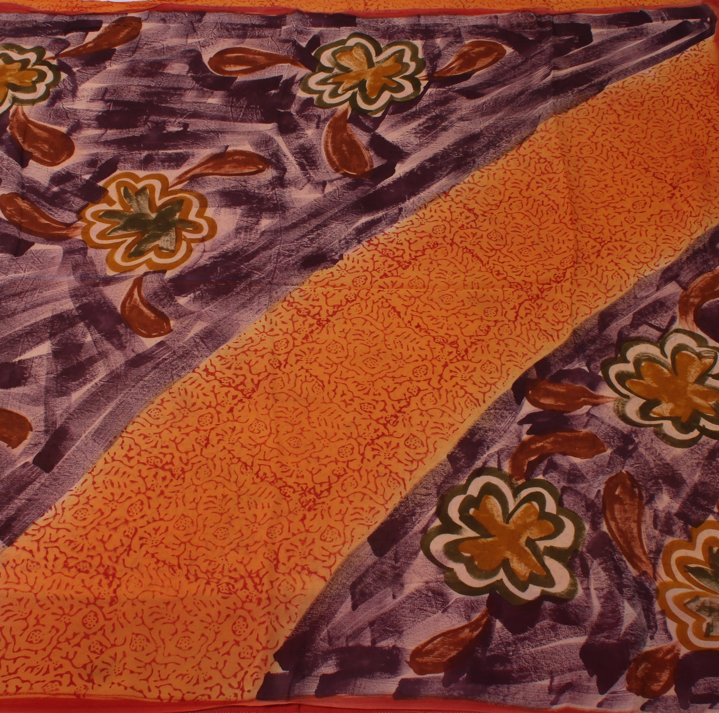 Sushila Vintage Indian Sari 100% Pure Georgette Silk Printed Floral Craft Fabric