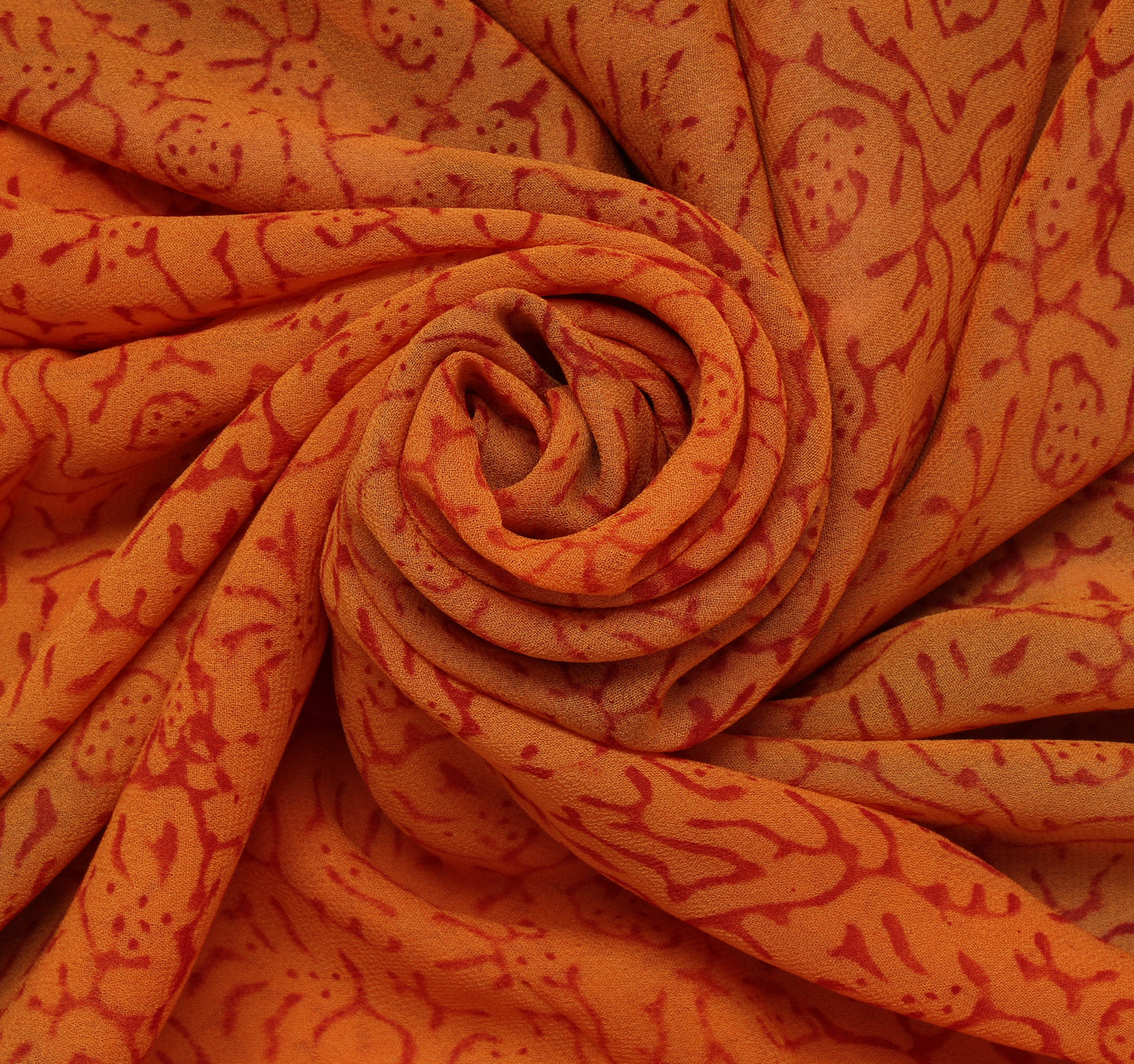 Sushila Vintage Indian Sari 100% Pure Georgette Silk Printed Floral Craft Fabric