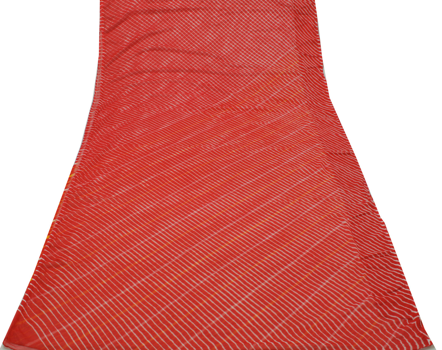 Sushila Vintage Red Indian Saree Blend Georgette Silk Printed 5 YD Craft Fabric