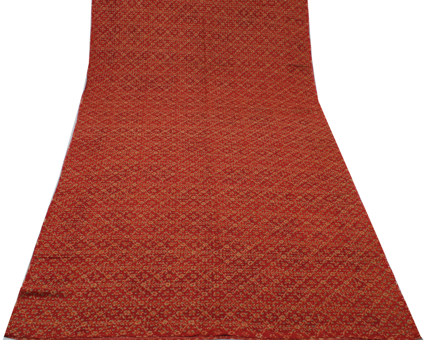 Sushila Vintage Red Saree 100% Pure Georgette Silk Printed Pailsey Craft Fabric