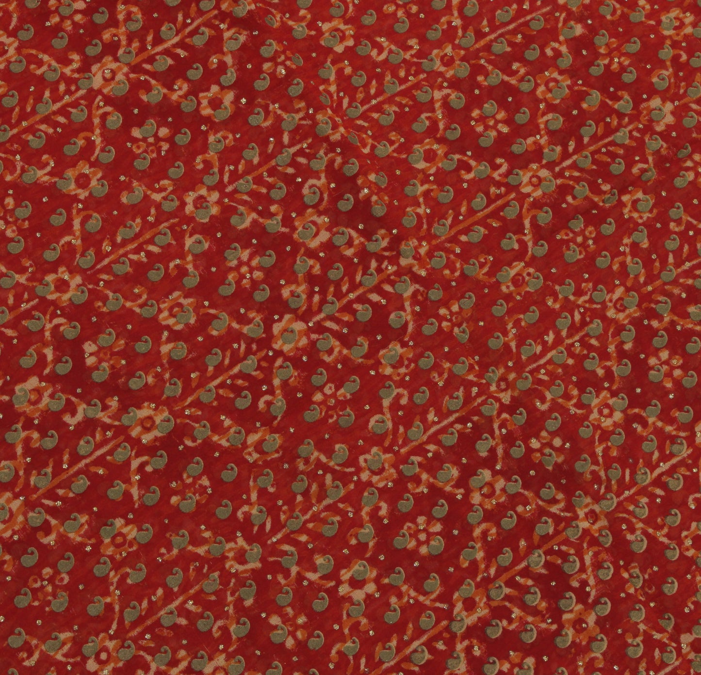 Sushila Vintage Red Saree 100% Pure Georgette Silk Printed Pailsey Craft Fabric