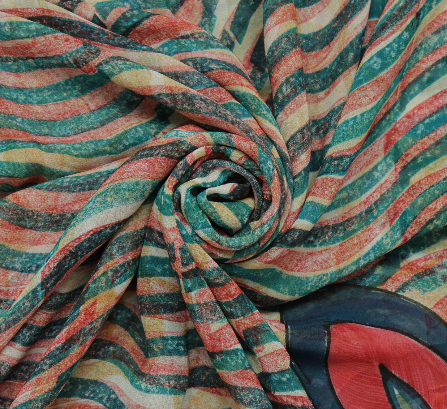 Sushila Vintage Indian Sari 100% Pure Georgette Silk Printed 5 Yard Craft Fabric