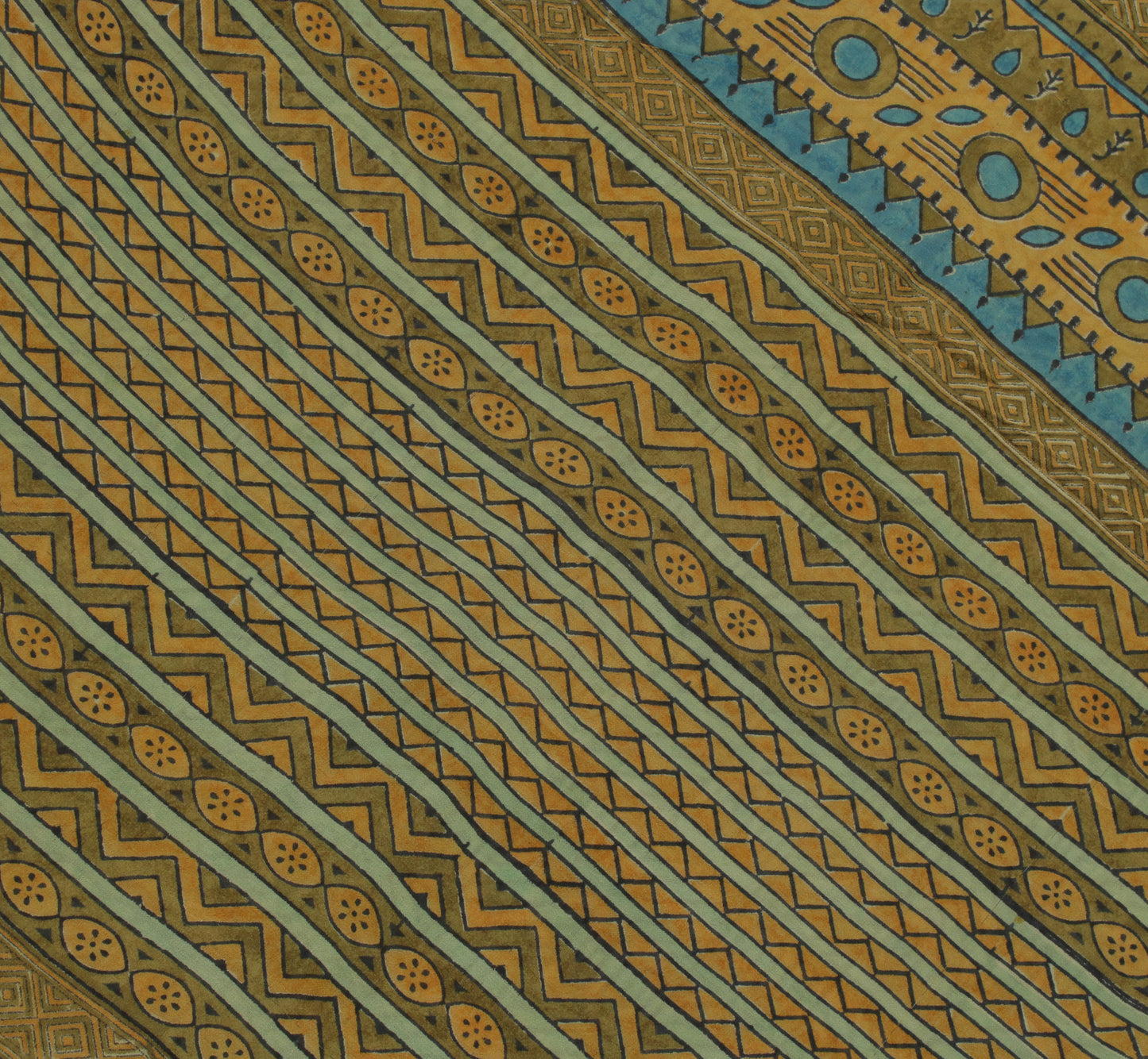 Sushila Vintage Green Sari Pure Georgette Silk Printed Abstract Craft 5YD Fabric