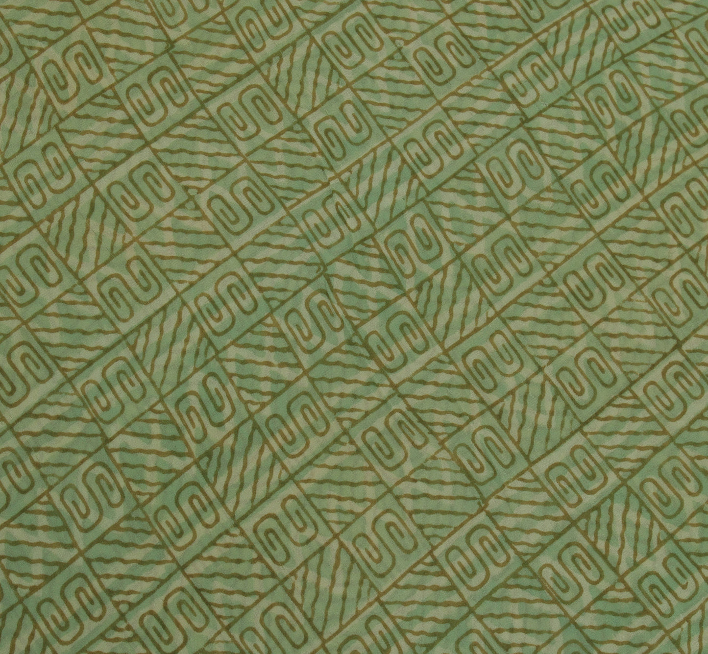 Sushila Vintage Green Sari Pure Georgette Silk Printed Abstract Craft 5YD Fabric