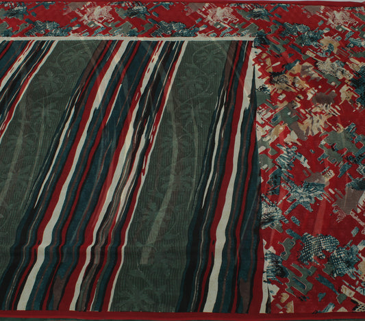 Sushila Vintage Multi-Color Sari Pure Georgette Silk Printed Floral Craft Fabric