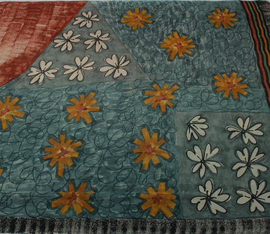 Sushila Vintage Multi-Color Pure Georgette Silk Printed Floral Craft Fabric