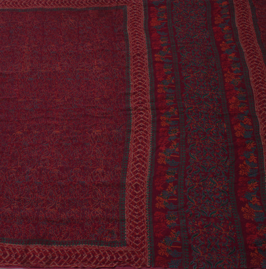 Sushila Vintage Purple Indian Sari 100% Pure Georgette Silk Printed Craft Fabric