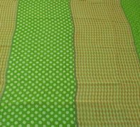 Sushila Vintage Green Saree 100% Pure Georgette Silk Printed Indian Craft Fabric