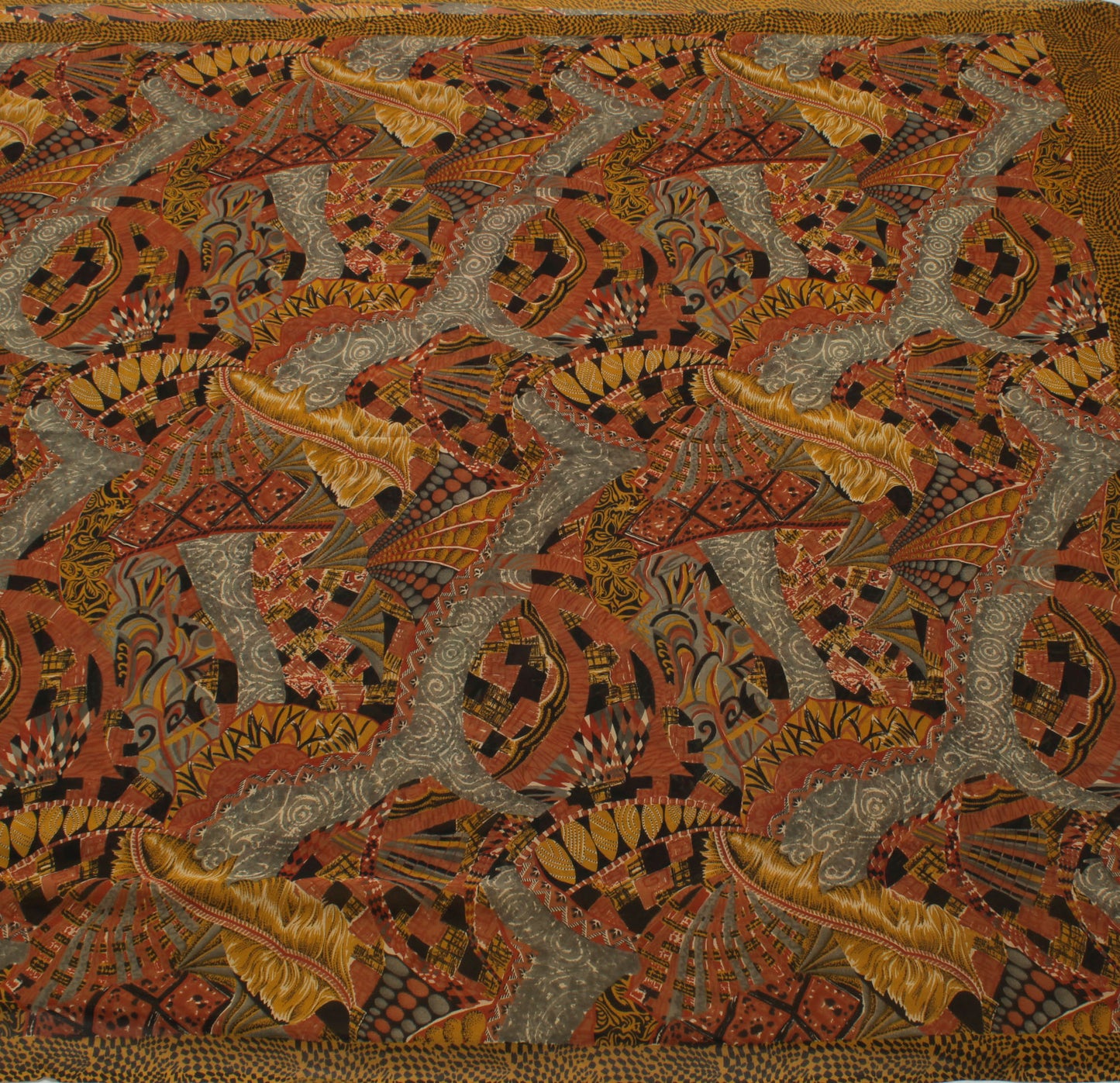 Sushila Vintage Multi-Color Indian Sari Pure Georgette Silk Printed Craft Fabric