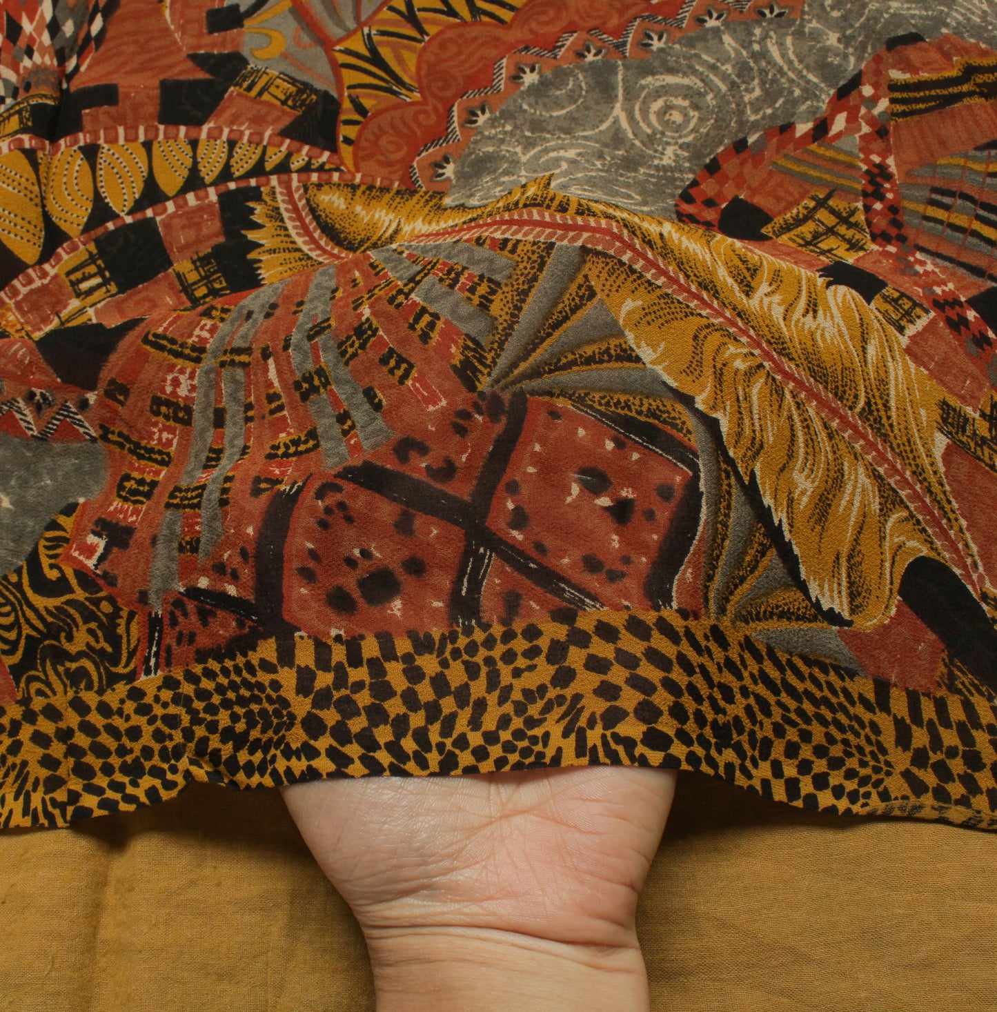 Sushila Vintage Multi-Color Indian Sari Pure Georgette Silk Printed Craft Fabric