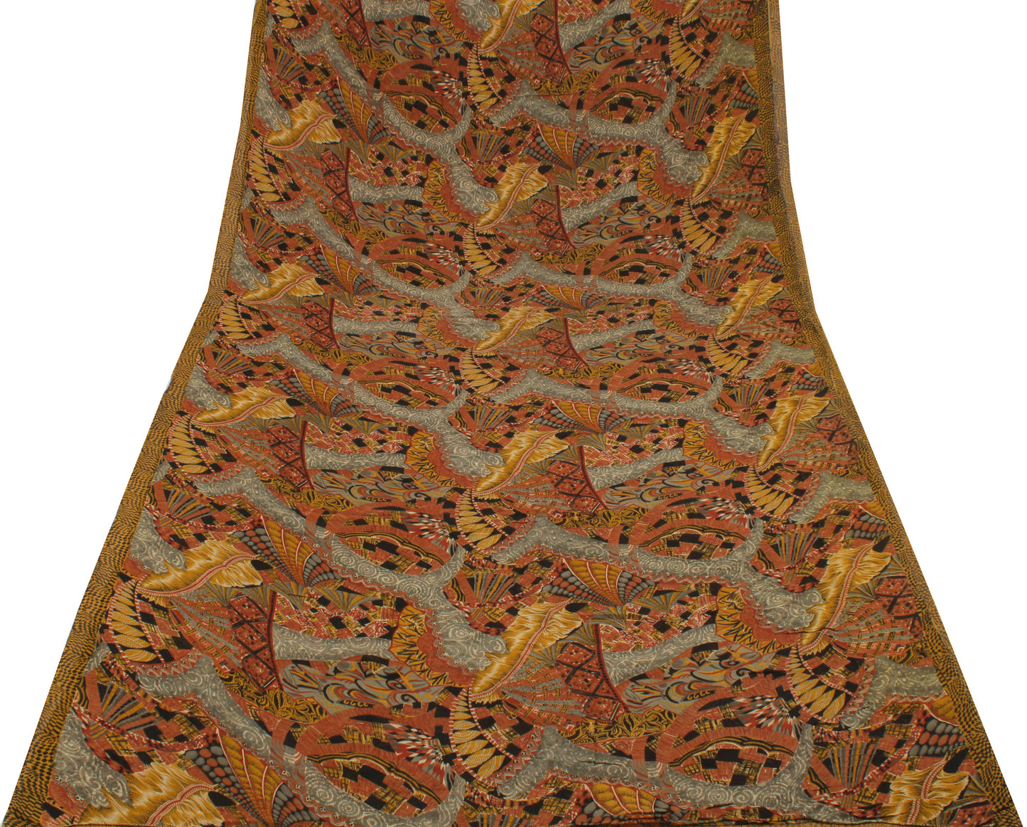 Sushila Vintage Multi-Color Indian Sari Pure Georgette Silk Printed Craft Fabric