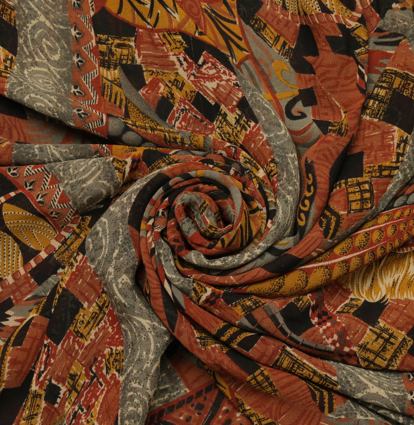 Sushila Vintage Multi-Color Indian Sari Pure Georgette Silk Printed Craft Fabric