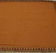 Sushila Vintage Brown Saree 100% Pure Georgette Silk Printed Floral Craft Fabric