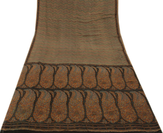 Sushila Vintage Multi-Color Sari 100% Pure Georgette Silk Printed Craft Fabric