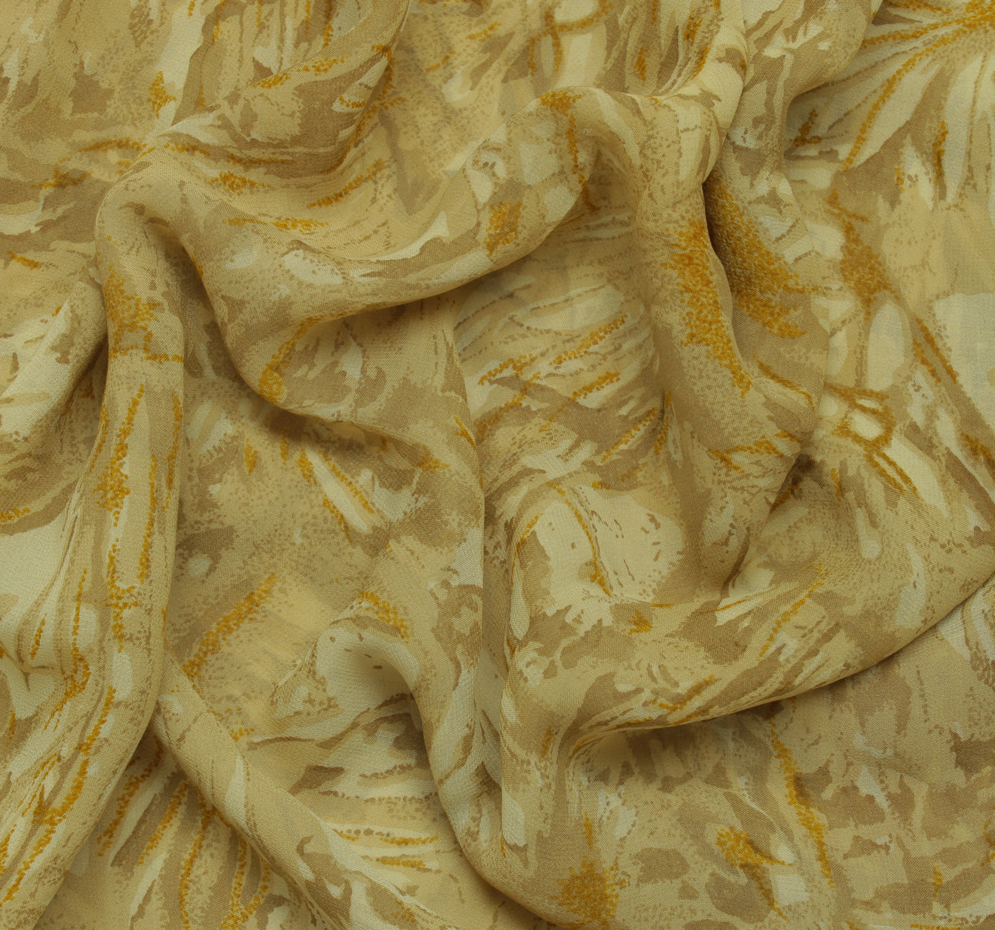 Sushila Vintage Cream Indian Saree 100% Pure Georgette Silk Printed Craft Fabric