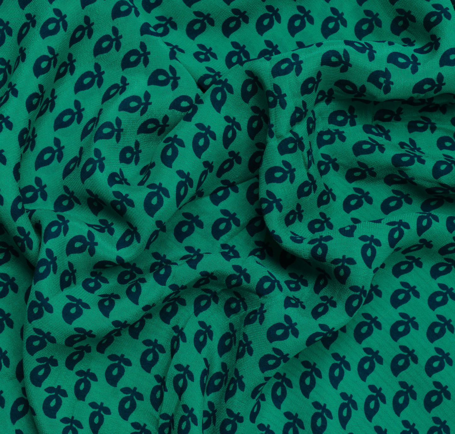 Sushila Vintage Green Saree 100% Pure Georgette Silk Printed Floral Craft Fabric