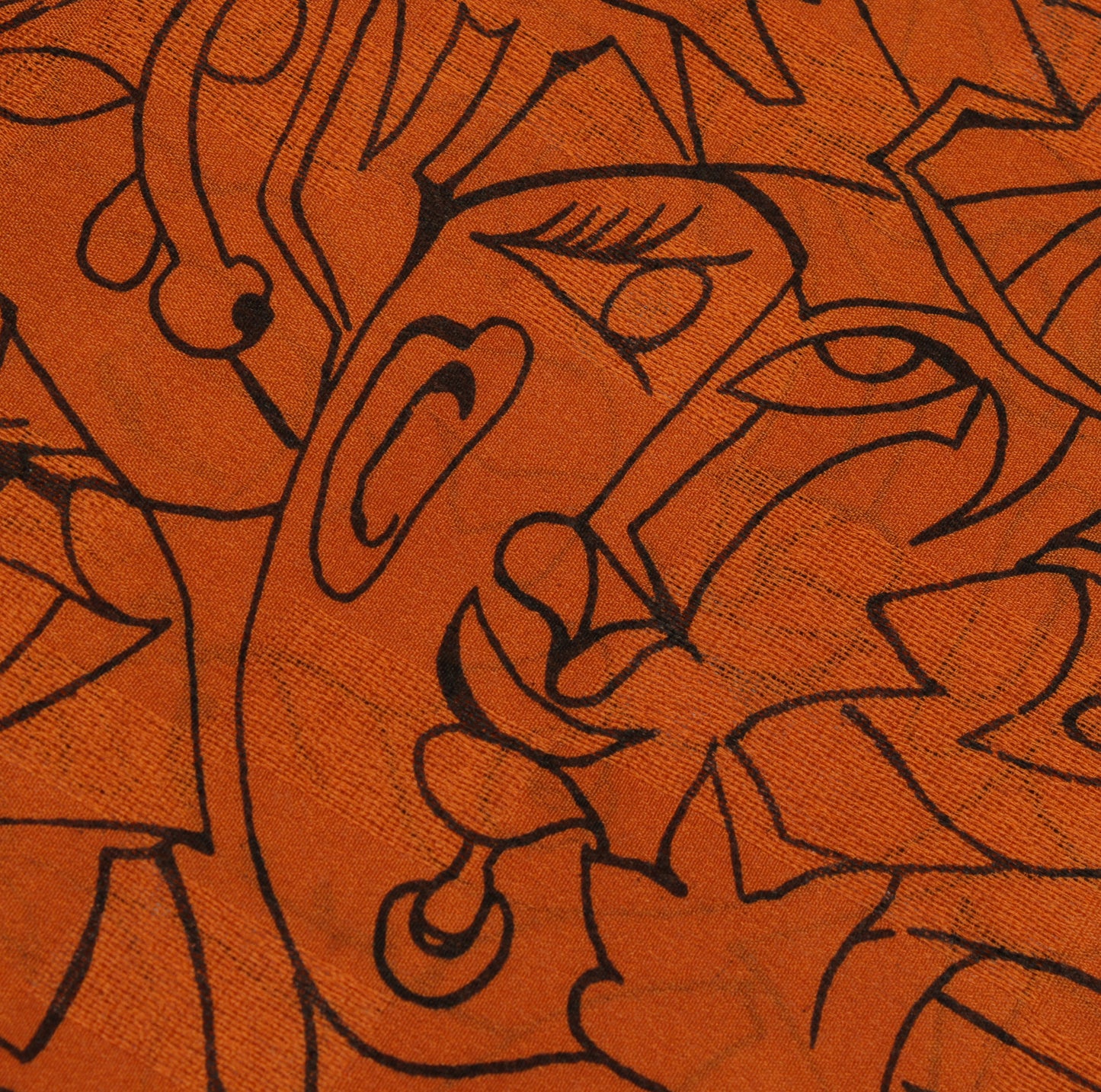 Sushila Vintage Rust Indian Saree 100% Pure Georgette Silk Printed Craft Fabric