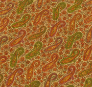 Sushila Vintage Cream Sari 100% Pure Georgette Silk Printed Paisley Craft Fabric