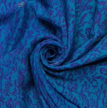 Sushila Vintage Blue Saree 100% Pure Georgette Silk Printed & Woven Craft Fabric