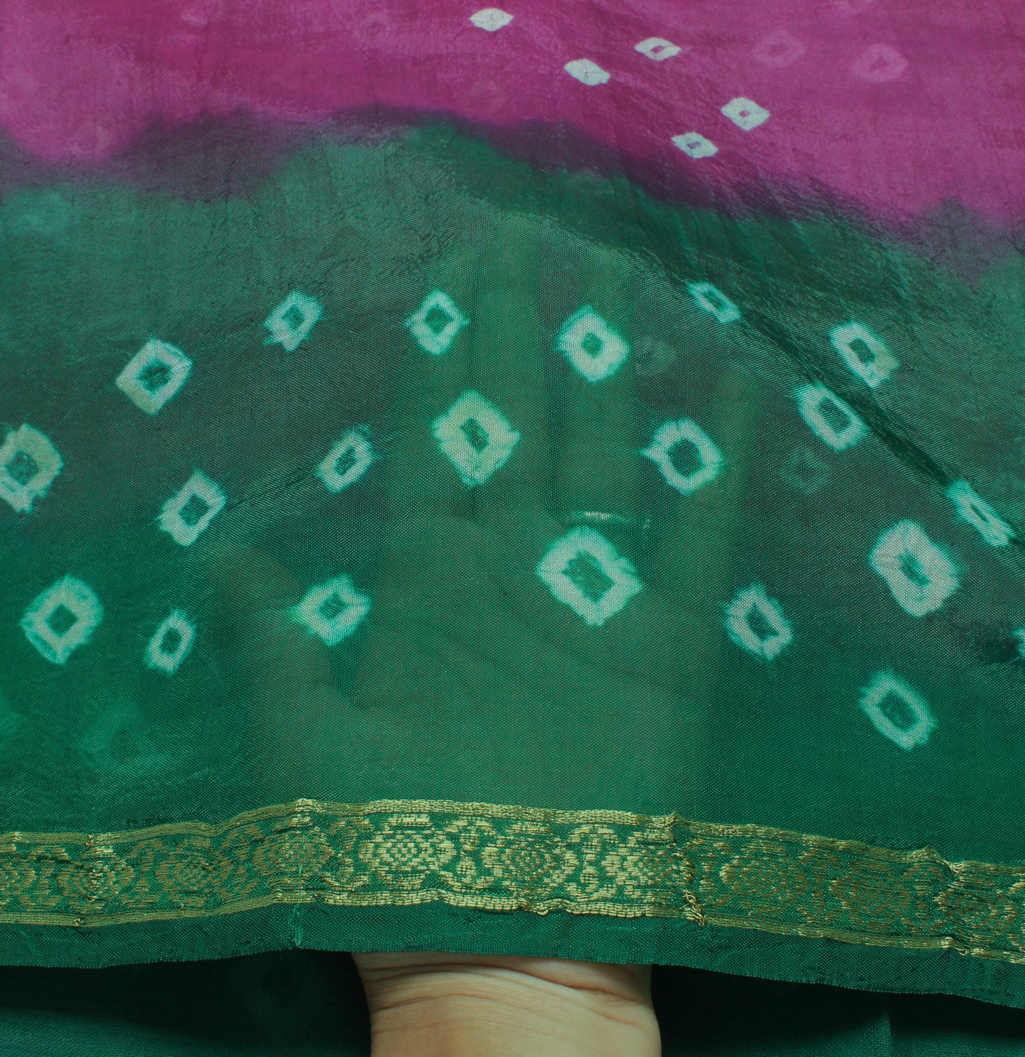 Sushila Vintage Purple Sari Blend Georgette Silk Bandhani Printed Craft Fabric