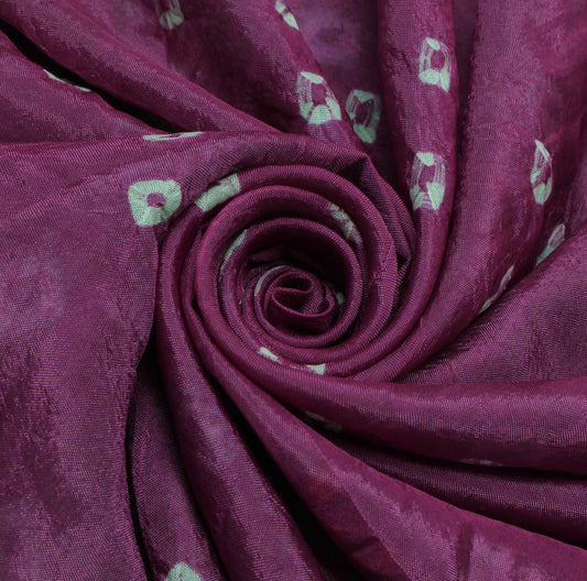 Sushila Vintage Purple Sari Blend Georgette Silk Bandhani Printed Craft Fabric