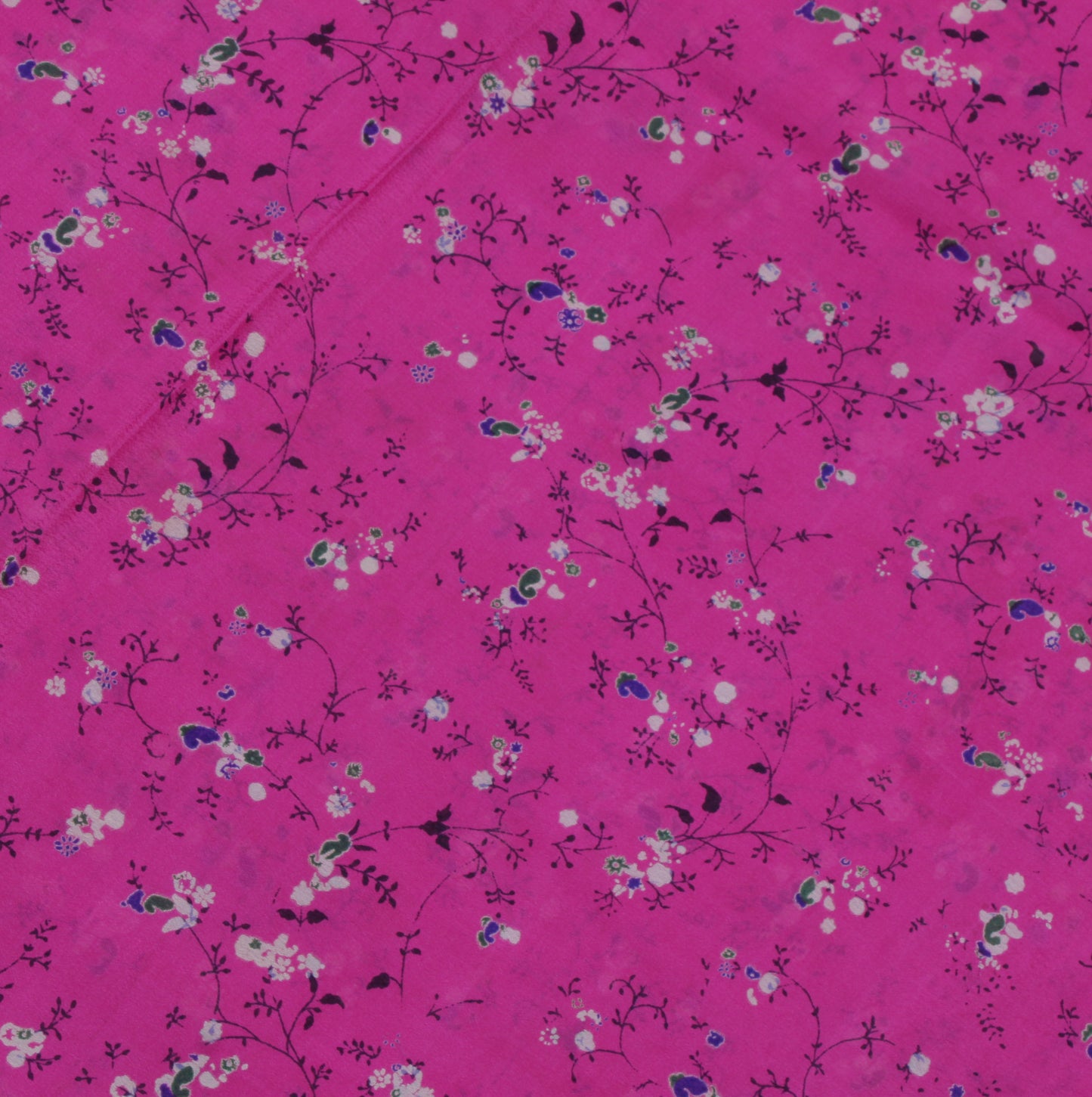 Sushila Vintage Pink Saree 100% Pure Georgette Silk Printed Floral Craft Fabric