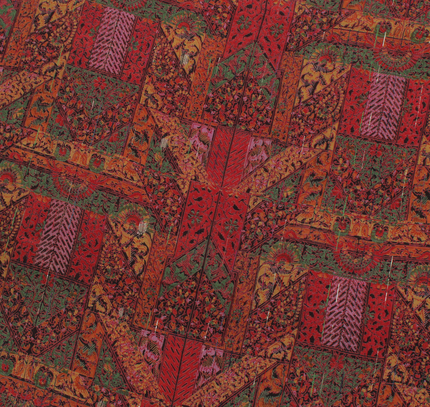 Sushila Vintage Red Indian Saree 100% Pure Georgette Silk Printed Craft Fabric